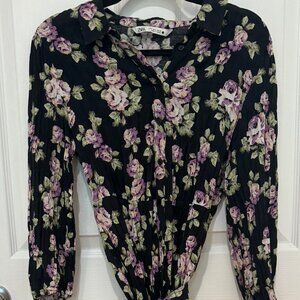 ZARA FLORAL ACCORDION STYLE MAXI DRESS WITH BELT